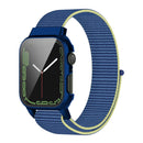 Nylon Loop Integrated Case Screen Cover Watch Band For Apple Watch Series 7 41mm(Ice Blue)