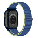 Nylon Loop Integrated Case Screen Cover Watch Band For Apple Watch Series 7 41mm(Ice Blue)