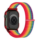 Nylon Loop Integrated Case Screen Cover Watch Band For Apple Watch Series 7 41mm(Rainbow)