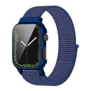 Nylon Loop Integrated Case Screen Cover Watch Band For Apple Watch Series 7 41mm(Indigo)