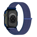 Nylon Loop Integrated Case Screen Cover Watch Band For Apple Watch Series 7 41mm(Indigo)