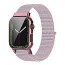 Nylon Loop Integrated Case Screen Cover Watch Band For Apple Watch Series 7 41mm(Pink Sand)