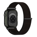 Nylon Loop Integrated Case Screen Cover Watch Band For Apple Watch Series 7 41mm(Black)
