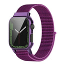 Nylon Loop Integrated Case Screen Cover Watch Band For Apple Watch Series 7 41mm(Pitaya Purple)