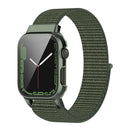 Nylon Loop Integrated Case Screen Cover Watch Band For Apple Watch Series 7 41mm(Army Green)