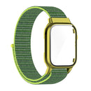 Nylon Loop Integrated Case Screen Cover Watch Band For Apple Watch Series 7 41mm(Bright Yellow)