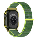 Nylon Loop Integrated Case Screen Cover Watch Band For Apple Watch Series 7 41mm(Bright Yellow)