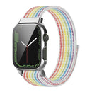 Nylon Loop Integrated Case Screen Cover Watch Band For Apple Watch Series 7 41mm(Colorful)