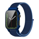 Nylon Loop Integrated Case Screen Cover Watch Band For Apple Watch Series 7 41mm(Navy Blue)