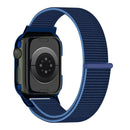 Nylon Loop Integrated Case Screen Cover Watch Band For Apple Watch Series 7 41mm(Navy Blue)