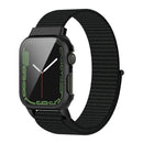 Nylon Loop Integrated Case Screen Cover Watch Band For Apple Watch Series 7 41mm(Dark Black)