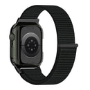 Nylon Loop Integrated Case Screen Cover Watch Band For Apple Watch Series 7 41mm(Dark Black)