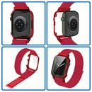 Nylon Loop Integrated Case Screen Cover Watch Band For Apple Watch Series 7 41mm(Pitaya Purple)