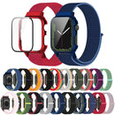 Nylon Loop Integrated Case Screen Cover Watch Band For Apple Watch Series 7 41mm(Army Green)