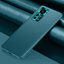 For Xiaomi 12 Pro 5G Plain Skin Leather Phone Case(Cyan)
