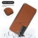 For Samsung Galaxy S22 5G Skin Feel PU + TPU + PC Phone Case with Card Slots(Brown)