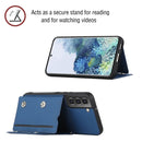 For Samsung Galaxy S22 5G Skin Feel PU + TPU + PC Phone Case with Card Slots(Blue)