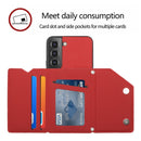 For Samsung Galaxy S22 5G Skin Feel PU + TPU + PC Phone Case with Card Slots(Red)