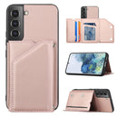 For Samsung Galaxy S22 5G Skin Feel PU + TPU + PC Phone Case with Card Slots(Rose Gold)