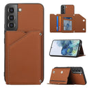 For Samsung Galaxy S22+ 5G Skin Feel PU + TPU + PC Phone Case with Card Slots(Brown)