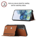 For Samsung Galaxy S22+ 5G Skin Feel PU + TPU + PC Phone Case with Card Slots(Brown)