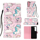 For Samsung Galaxy S22+ 5G 3D Painting Flip Leather Case with Holder(Pink Pony)
