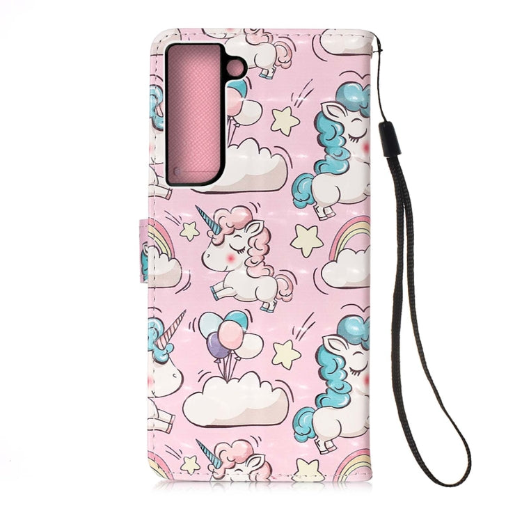 For Samsung Galaxy S22+ 5G 3D Painting Flip Leather Case with Holder(Pink Pony)