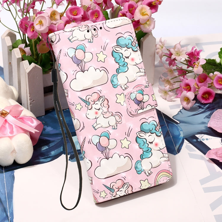 For Samsung Galaxy S22+ 5G 3D Painting Flip Leather Case with Holder(Pink Pony)