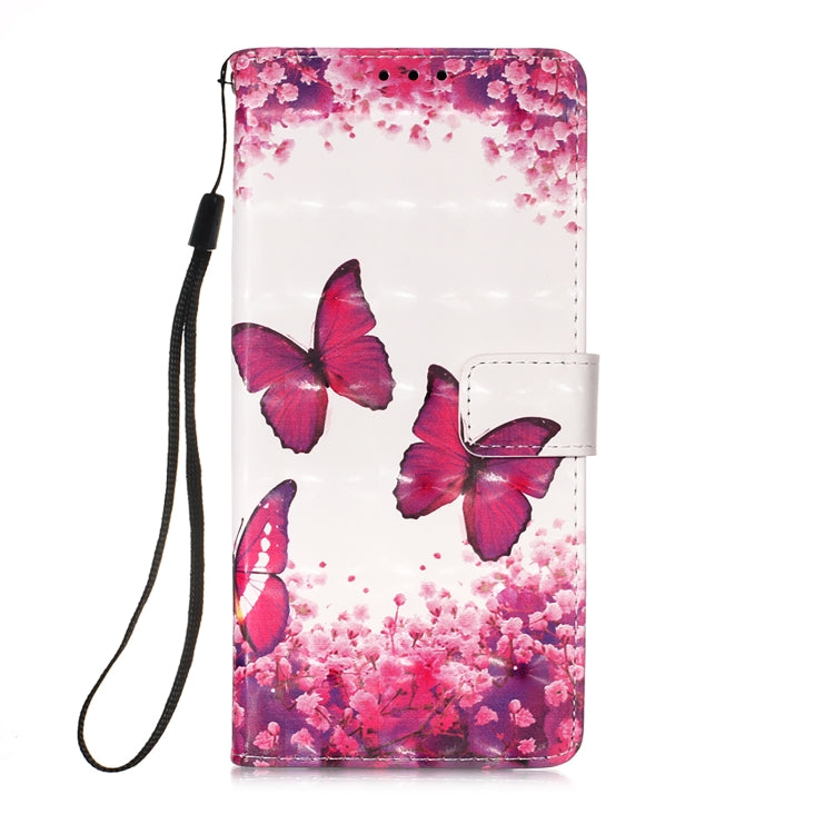 For Samsung Galaxy S22+ 5G 3D Painting Flip Leather Case with Holder(Red Butterfly)