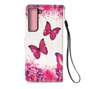 For Samsung Galaxy S22+ 5G 3D Painting Flip Leather Case with Holder(Red Butterfly)