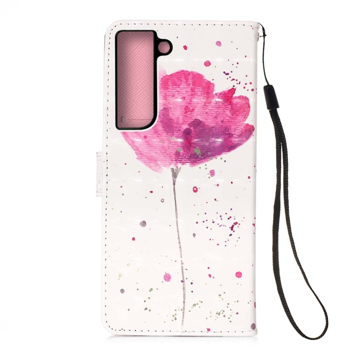 For Samsung Galaxy S22+ 5G 3D Painting Flip Leather Case with Holder(Flower)