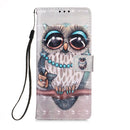 For Samsung Galaxy S22+ 5G 3D Painting Flip Leather Case with Holder(Owl)