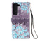 For Samsung Galaxy S22+ 5G 3D Painting Flip Leather Case with Holder(Blue Flower)