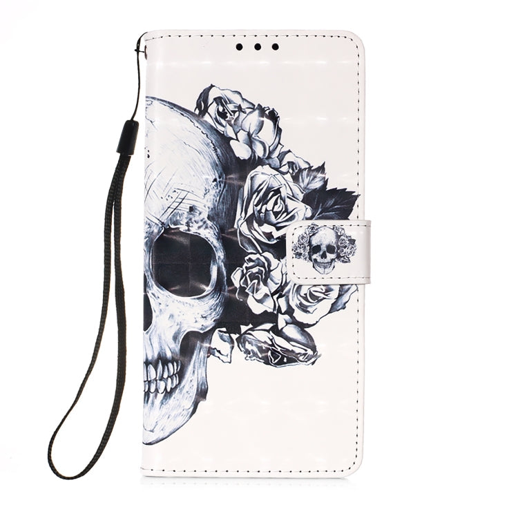 For Samsung Galaxy S22+ 5G 3D Painting Flip Leather Case with Holder(Skull)