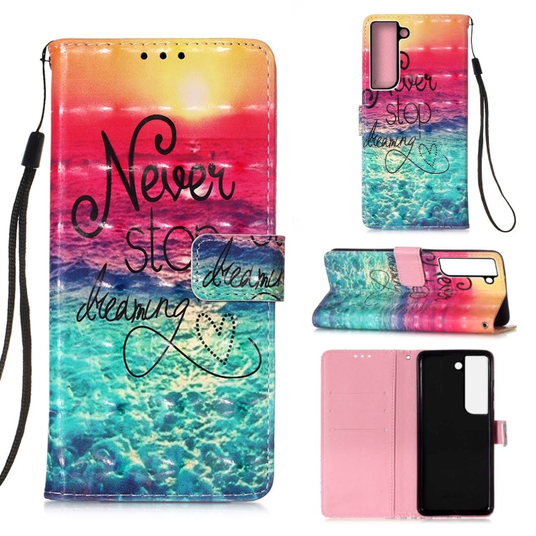 For Samsung Galaxy S22+ 5G 3D Painting Flip Leather Case with Holder(Dreaming)