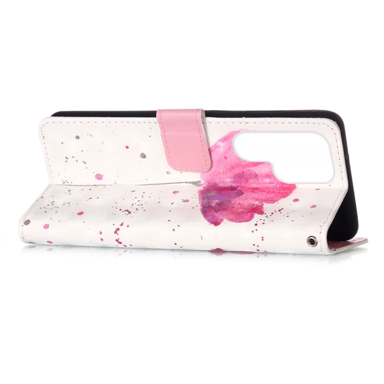 For Samsung Galaxy S22 Ultra 5G 3D Painting Flip Leather Case with Holder(Flower)