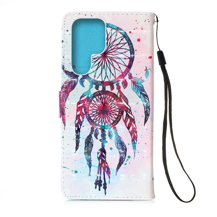 For Samsung Galaxy S22 Ultra 5G 3D Painting Flip Leather Case with Holder(Wind Chimes)