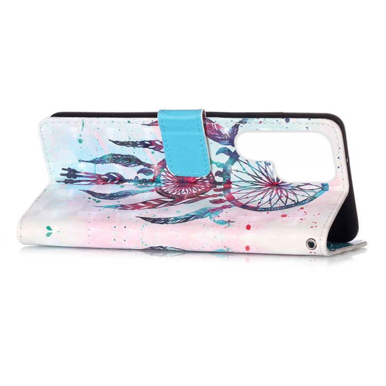 For Samsung Galaxy S22 Ultra 5G 3D Painting Flip Leather Case with Holder(Wind Chimes)