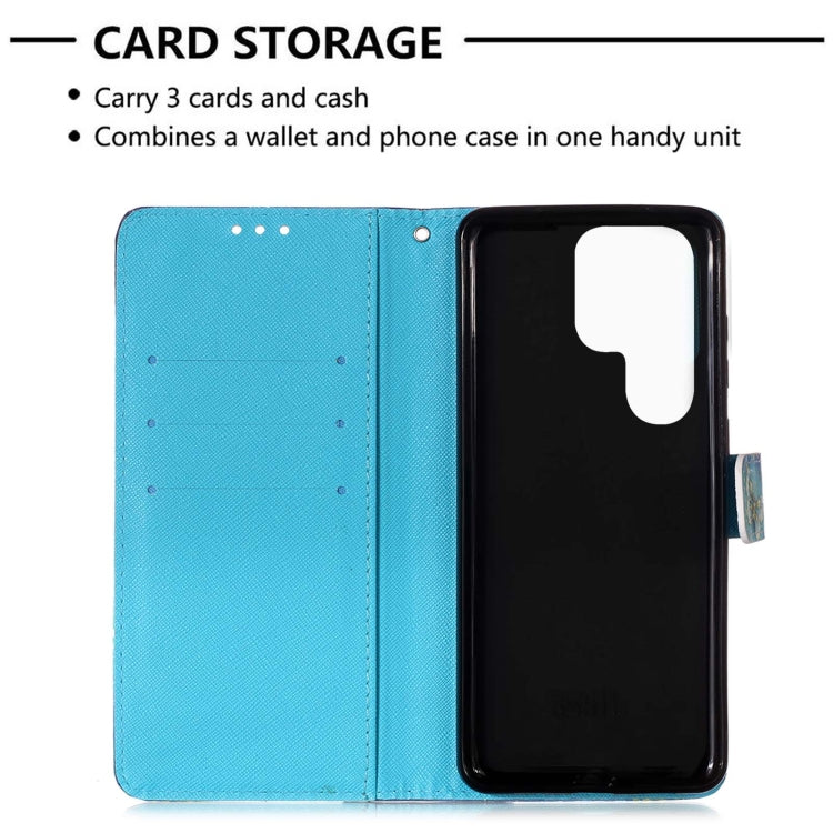 For Samsung Galaxy S22 Ultra 5G 3D Painting Flip Leather Case with Holder(Wind Chimes)