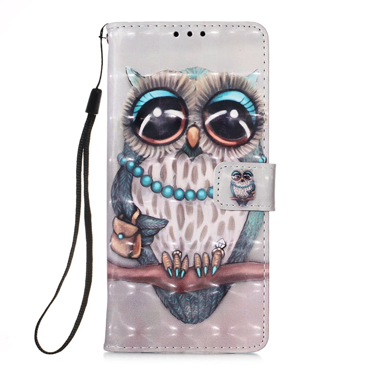 For Samsung Galaxy S22 Ultra 5G 3D Painting Flip Leather Case with Holder(Owl)