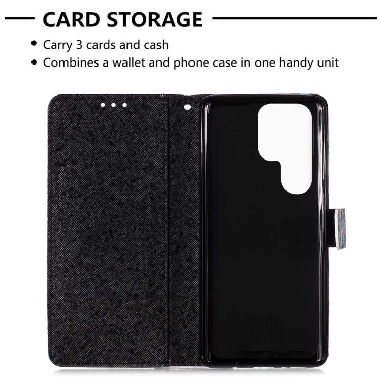 For Samsung Galaxy S22 Ultra 5G 3D Painting Flip Leather Case with Holder(Skull)