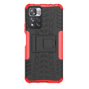 For Xiaomi Redmi Note 11 Pro (China) Tire Texture TPU + PC Phone Case with Holder(Red)
