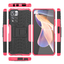 For Xiaomi Redmi Note 11 Pro (China) Tire Texture TPU + PC Phone Case with Holder(Pink)