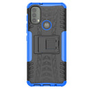 For Motorola Moto E40 Tire Texture TPU + PC Phone Case with Holder(Blue)
