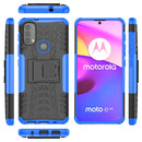 For Motorola Moto E40 Tire Texture TPU + PC Phone Case with Holder(Blue)