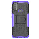 For Motorola Moto E40 Tire Texture TPU + PC Phone Case with Holder(Purple)