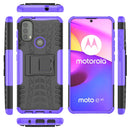 For Motorola Moto E40 Tire Texture TPU + PC Phone Case with Holder(Purple)