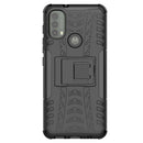 For Motorola Moto E40 Tire Texture TPU + PC Phone Case with Holder(Black)