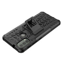 For Motorola Moto E40 Tire Texture TPU + PC Phone Case with Holder(Black)