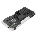 For Motorola Moto E40 Tire Texture TPU + PC Phone Case with Holder(White)